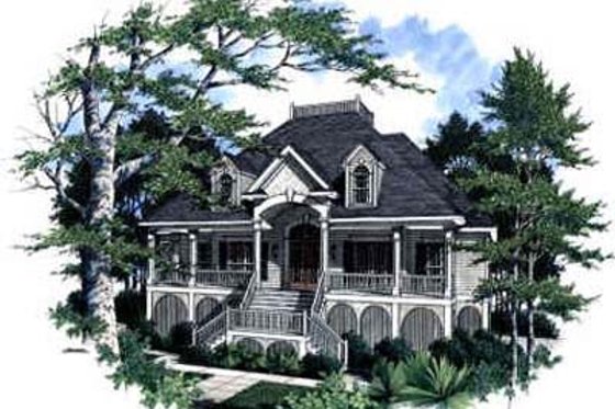 Exterior - Front Elevation for Southern House Plan #37-225 - 4 bed, 3 bath