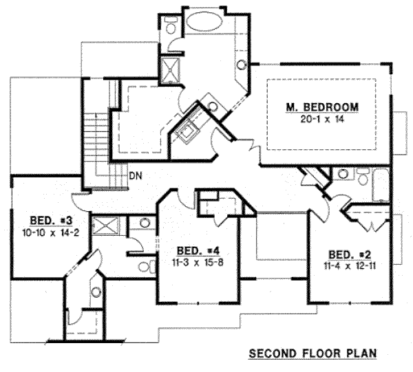 Traditional Floor Plan - Upper Floor Plan #67-770