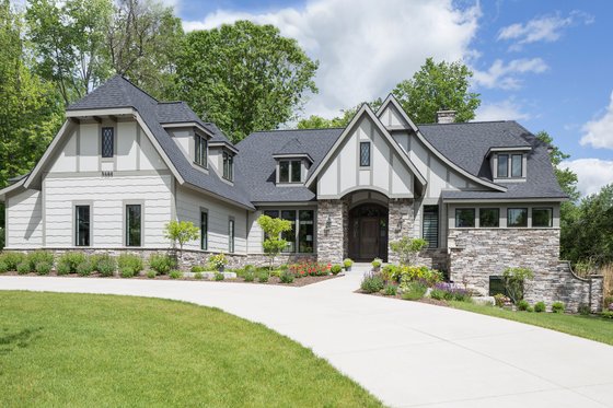 Exterior - Front Elevation for Tudor House Plan #901-119 - 5 bed, 3.5 bath