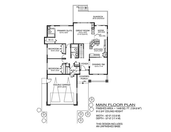 House Design - Floor Plan - Main Floor for Craftsman House Plan #1100-149 - 3 bed, 2 bath
