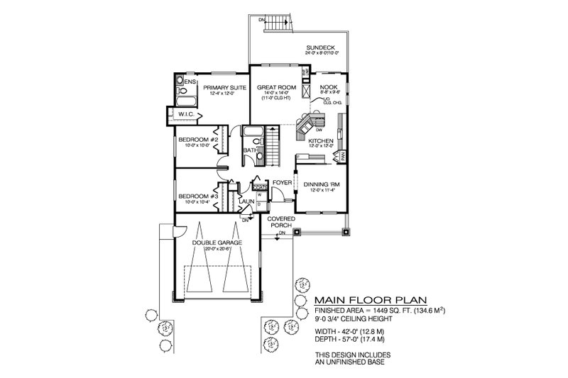 House Design - Floor Plan - Main Floor for Craftsman House Plan #1100-149 - 3 bed, 2 bath
