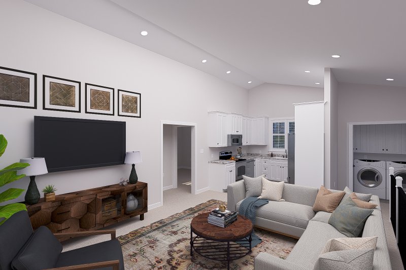 Architectural House Design - Interior - Family Room 1 for European House Plan #1060-257 - 2 bed, 1.5 bath