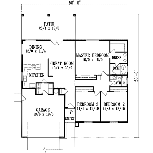 Dream House Plan - Ranch Floor Plan - Main Floor Plan #1-588