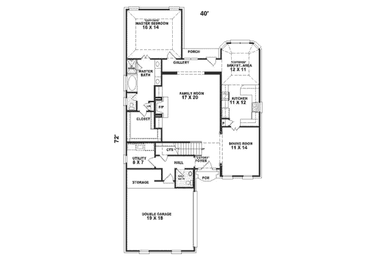 Floor Plan - Main Floor for European House Plan #81-265 - 3 bed, 2.5 bath