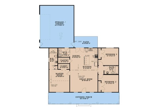 Floor Plan - Main Floor for Farmhouse House Plan #923-452 - 3 bed, 2 bath