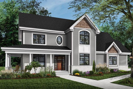 Exterior - Front Elevation 3 for Traditional House Plan #23-603 - 4 bed, 3.5 bath