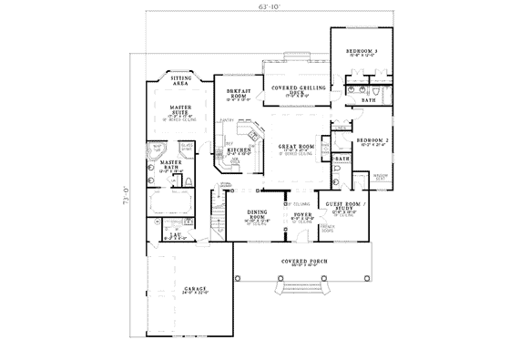 Floor Plan - Main Floor for Southern House Plan #17-525 - 5 bed, 4 bath