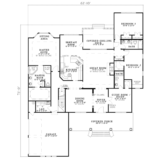 Architectural House Design - Southern Floor Plan - Main Floor Plan #17-525