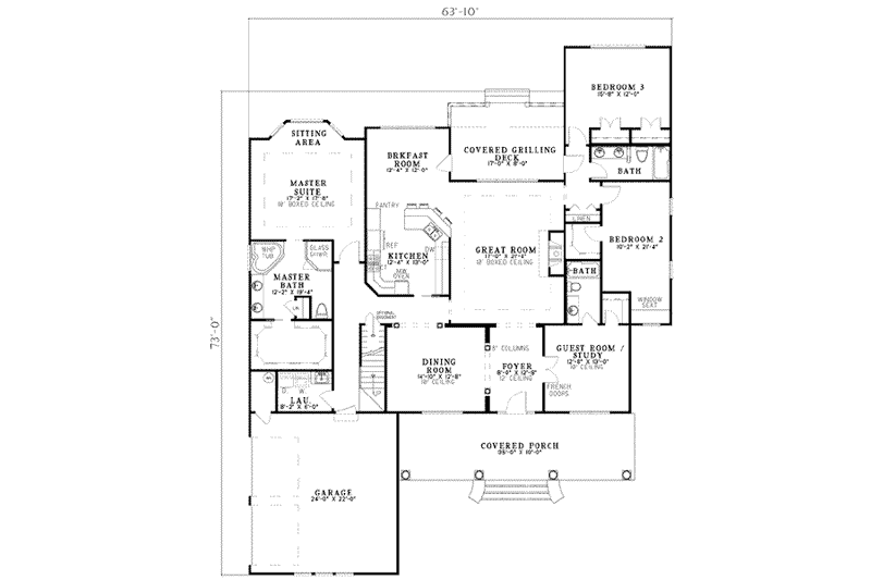 Dream House Plan - Floor Plan - Main Floor for Southern House Plan #17-525 - 5 bed, 4 bath