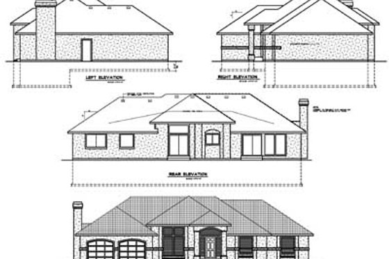 Exterior - Rear Elevation for Mediterranean House Plan #100-421 - 3 bed, 2.5 bath