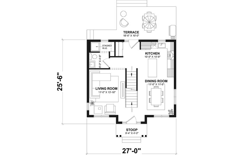 Home Plan - Floor Plan - Main Floor for Traditional House Plan #23-608 - 3 bed, 1.5 bath