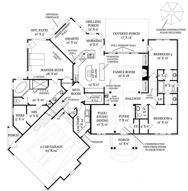 House Plan Design - Craftsman Floor Plan - Main Floor Plan #119-369
