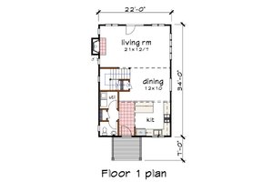 Floor Plan - Main Floor for Modern House Plan #79-294 - 3 bed, 2.5 bath