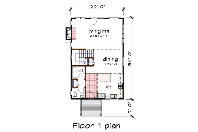 Architectural House Design - Floor Plan - Main Floor for Modern House Plan #79-294 - 3 bed, 2.5 bath