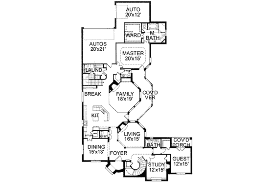 Floor Plan - Main Floor for European House Plan #141-136 - 5 bed, 4.5 bath