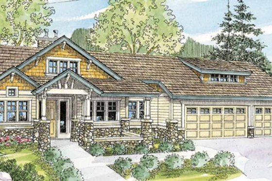 Exterior - Front Elevation 4 for Craftsman House Plan #124-753 - 3 bed, 3.5 bath