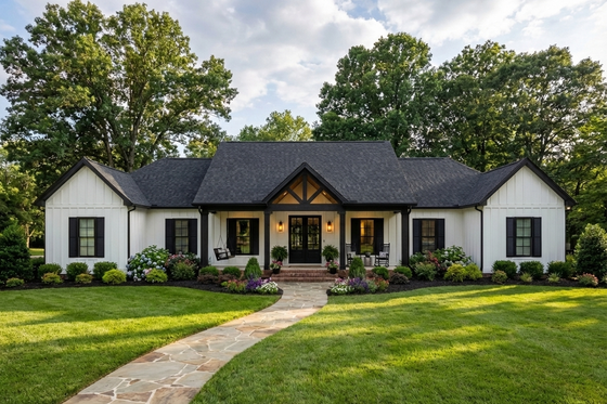 Exterior - Front Elevation 3 for Farmhouse House Plan #406-9670 - 3 bed, 2 bath