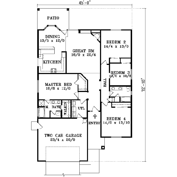 Adobe / Southwestern Floor Plan - Main Floor Plan #1-1404