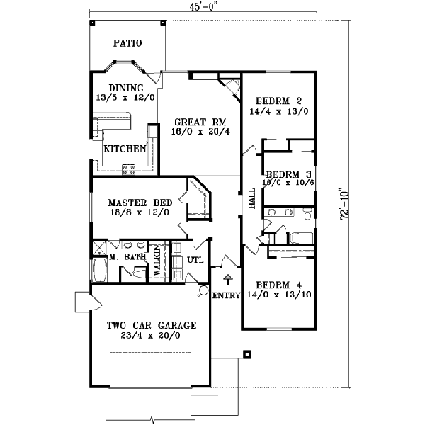 Home Plan - Adobe / Southwestern Floor Plan - Main Floor Plan #1-1404