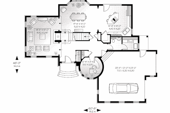 Floor Plan - Main Floor for European House Plan #23-569 - 3 bed, 2.5 bath