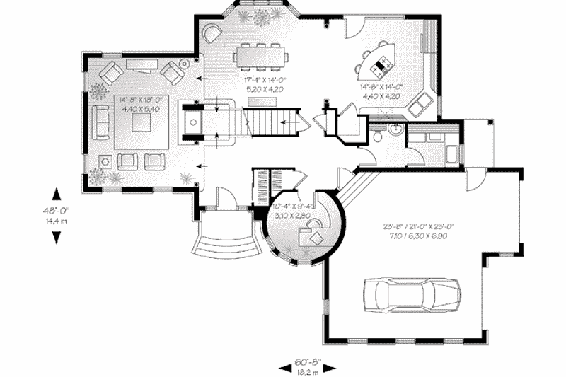 Dream House Plan - Floor Plan - Main Floor for European House Plan #23-569 - 3 bed, 2.5 bath