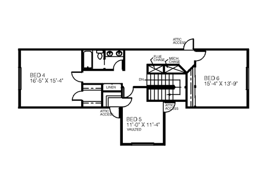 Floor Plan - Upper Floor for Farmhouse House Plan #60-185 - 6 bed, 3.5 bath