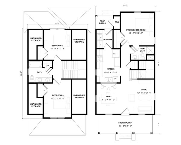 Home Plan - Floor Plan - Main Floor for Craftsman House Plan #936-4 - 3 bed, 2 bath