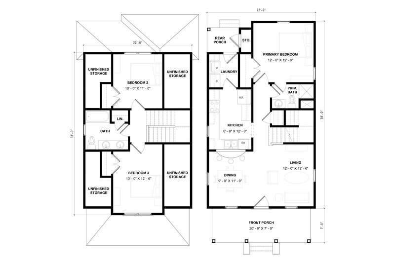 Home Plan - Floor Plan - Main Floor for Craftsman House Plan #936-4 - 3 bed, 2 bath