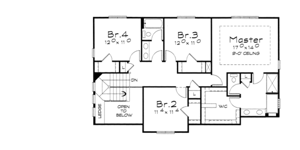 Traditional Floor Plan - Upper Floor Plan #20-2095