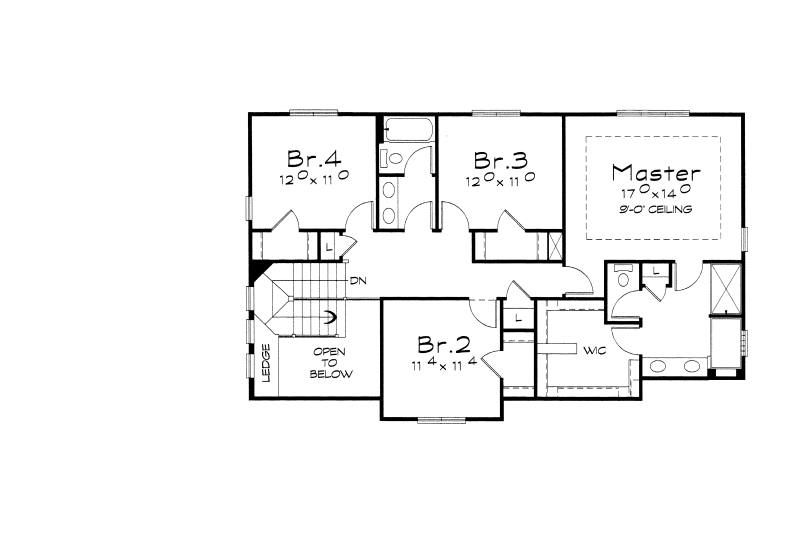 Architectural House Design - Floor Plan - Upper Floor for Traditional House Plan #20-2095 - 4 bed, 2.5 bath