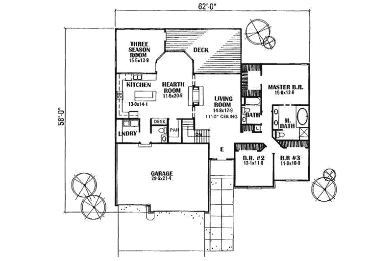 Home Plan - Floor Plan - Main Floor for Traditional House Plan #50-216 - 3 bed, 2.5 bath