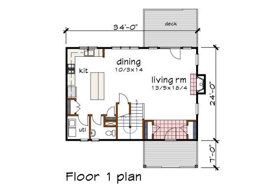 Floor Plan - Main Floor for Modern House Plan #79-325 - 3 bed, 2.5 bath