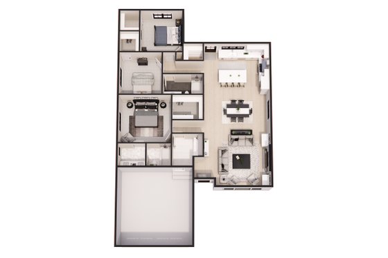 Floor Plan - Main Floor 1 for Craftsman House Plan #51-1400 - 3 bed, 2 bath