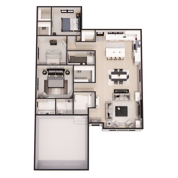 Craftsman Floor Plan - Main Floor Plan #51-1400