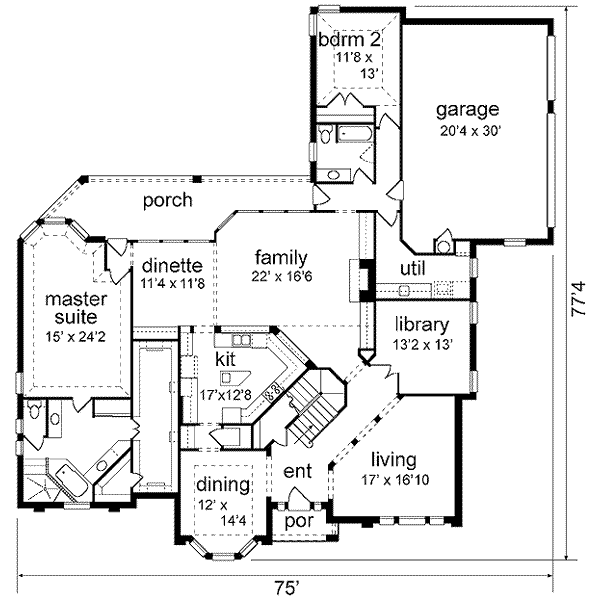 House Blueprint - European Floor Plan - Main Floor Plan #84-240