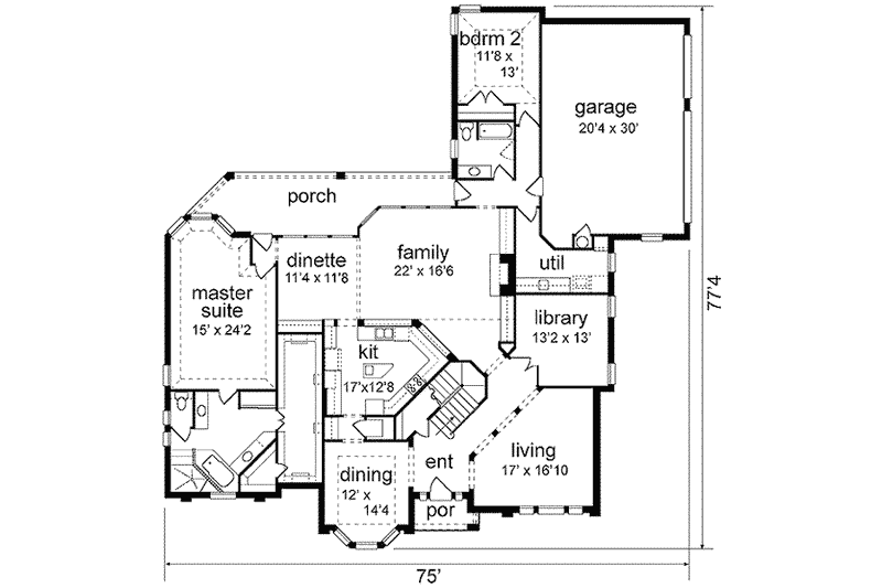 Home Plan - Floor Plan - Main Floor for European House Plan #84-240 - 5 bed, 4 bath