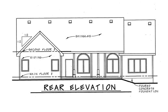 Exterior - Rear Elevation for Traditional House Plan #20-123 - 3 bed, 2 bath