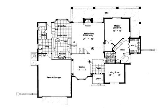 Floor Plan - Main Floor for European House Plan #417-351 - 3 bed, 3 bath