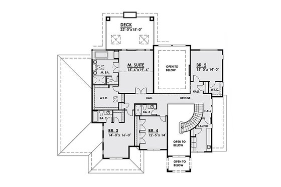 Floor Plan - Upper Floor for Classical House Plan #1066-18 - 4 bed, 3.5 bath