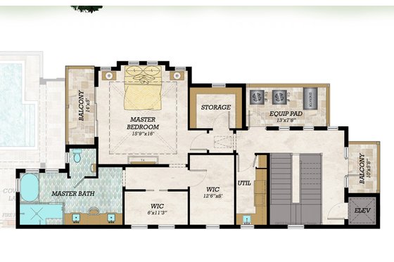 Floor Plan - Upper Floor for Beach House Plan #548-44 - 3 bed, 3.5 bath
