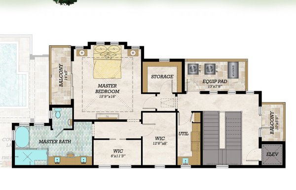 Beach Floor Plan - Upper Floor Plan #548-44