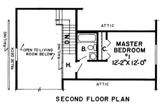 Floor Plan - Upper Floor for Cottage House Plan #312-208 - 3 bed, 2 bath