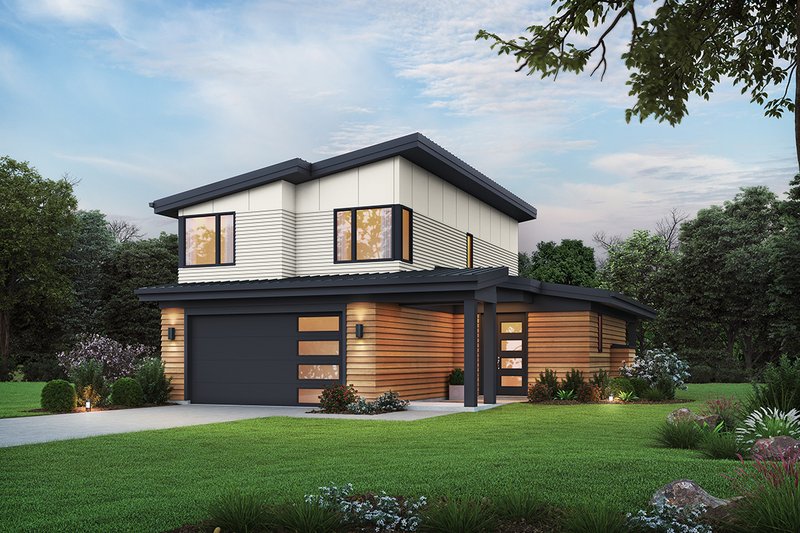 House Blueprint - Exterior - Front Elevation 3 for Contemporary House Plan #48-1075 - 3 bed, 2.5 bath