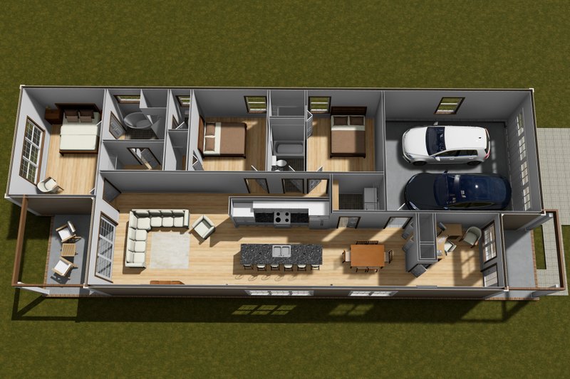 House Blueprint - Floor Plan - Main Floor 1 for Cottage House Plan #513-2269 - 3 bed, 2 bath