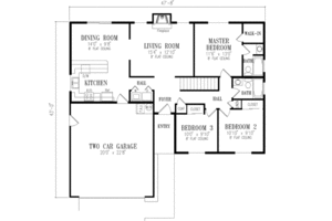 Floor Plan - Main Floor for Ranch House Plan #1-210 - 3 bed, 2 bath