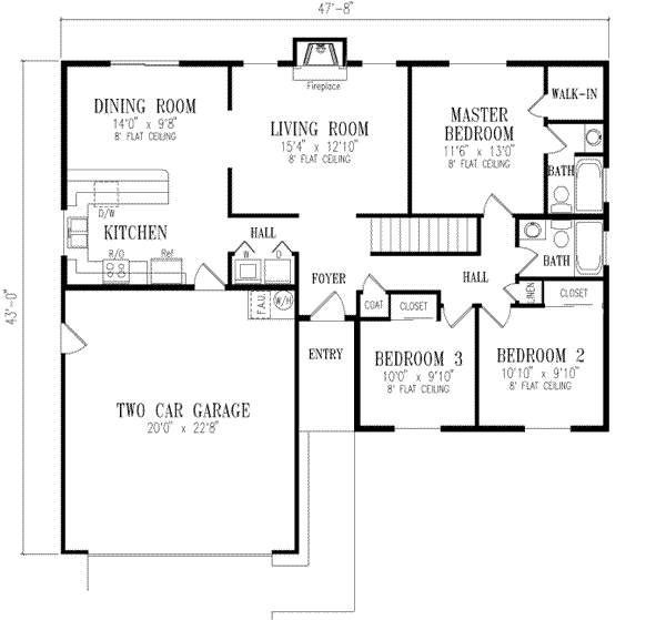 Ranch Floor Plan - Main Floor Plan #1-210