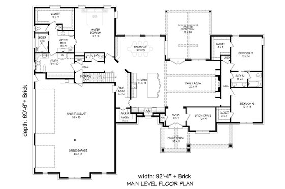 Floor Plan - Main Floor for Country House Plan #932-313 - 3 bed, 3.5 bath