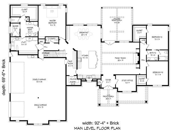 Country Floor Plan - Main Floor Plan #932-313