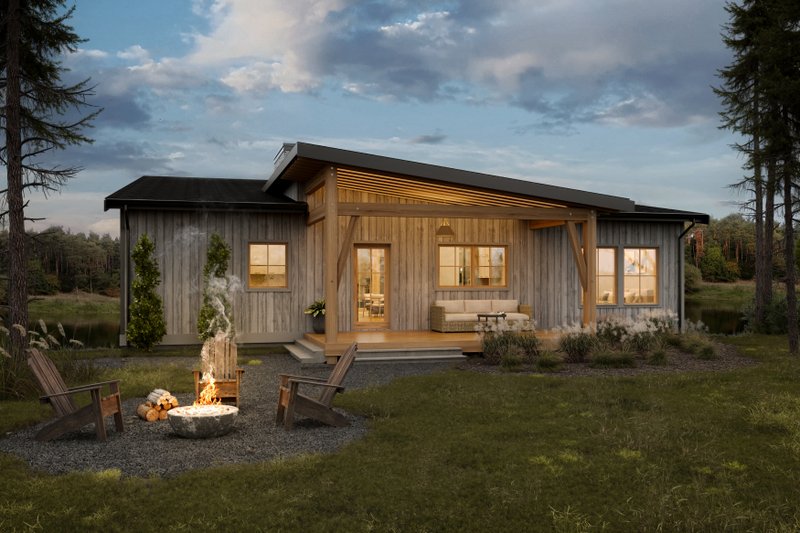 Architectural House Design - Cabin Exterior - Front Elevation Plan #1114-35