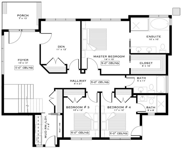 Dream House Plan - Floor Plan - Main Floor for Contemporary House Plan #1101-75 - 3 bed, 3.5 bath